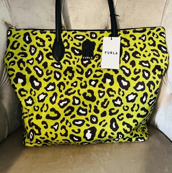 Furla Handbags - Nwt Furla Vibrant Leopard Print Tote - Yellow and Black